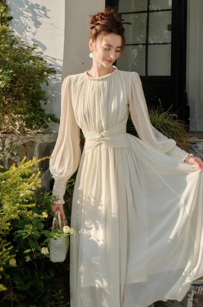 French Twist Chiffon Long Sleeve Dress  ED01014