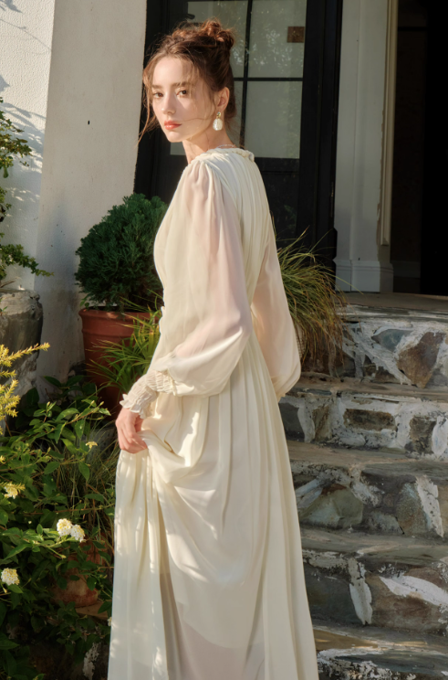 French Twist Chiffon Long Sleeve Dress  ED01014