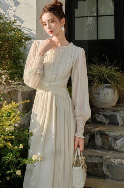 French Twist Chiffon Long Sleeve Dress  ED01014