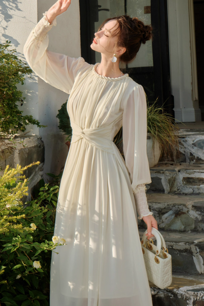 French Twist Chiffon Long Sleeve Dress  ED01014