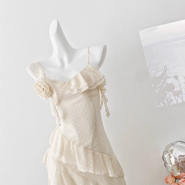 Off-white suspender dress  ED01016