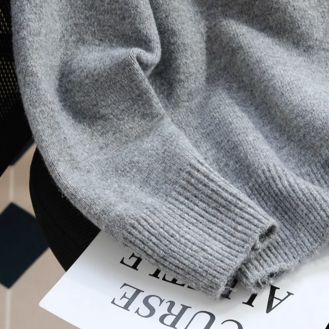 Contrast color crew neck knitted cardigan ED01019