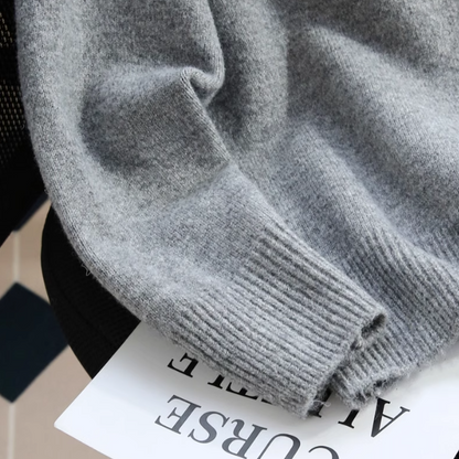 Contrast color crew neck knitted cardigan ED01019