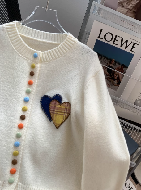 Colorful Button Heart Knitted Cardigan ED01020