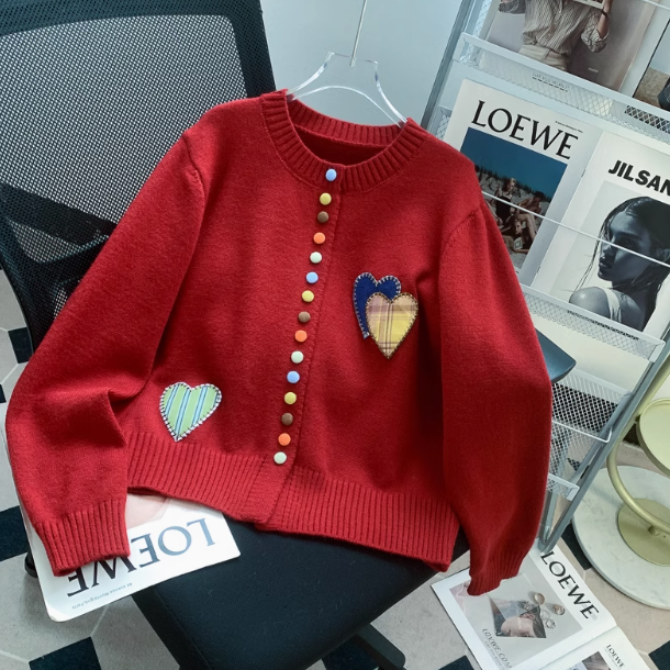Colorful Button Heart Knitted Cardigan ED01020