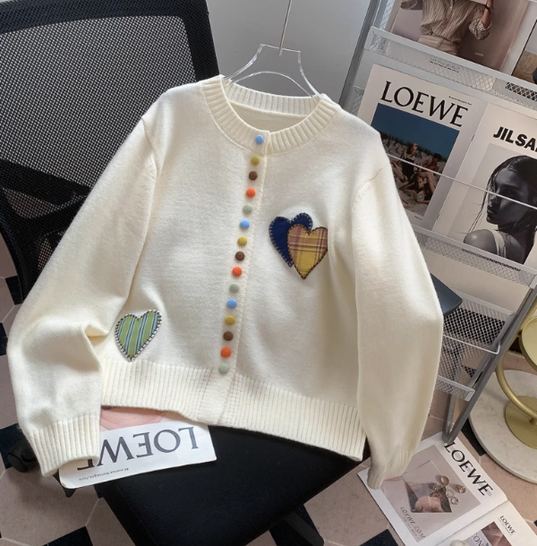 Colorful Button Heart Knitted Cardigan ED01020