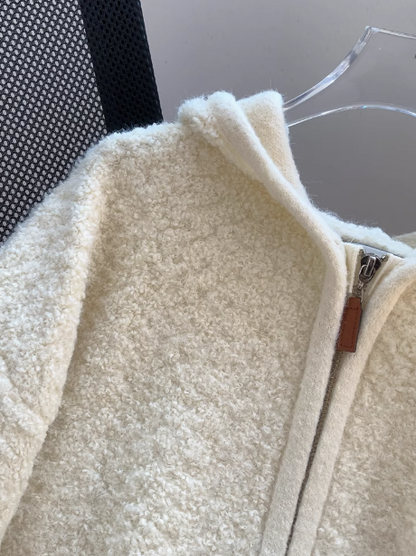 Hooded zip-up knitted cardigan ED01022