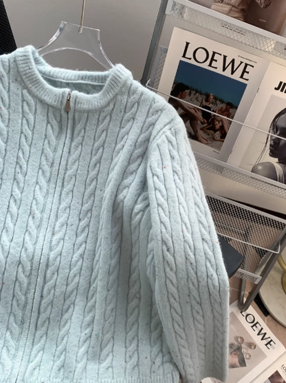 Vintage Twisted Floral Dot Double Zipper Cardigan ED01025