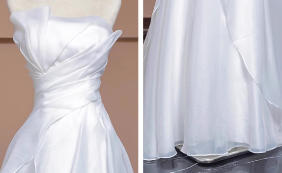 White A-line tulle long prom dress, white evening dress ED01037