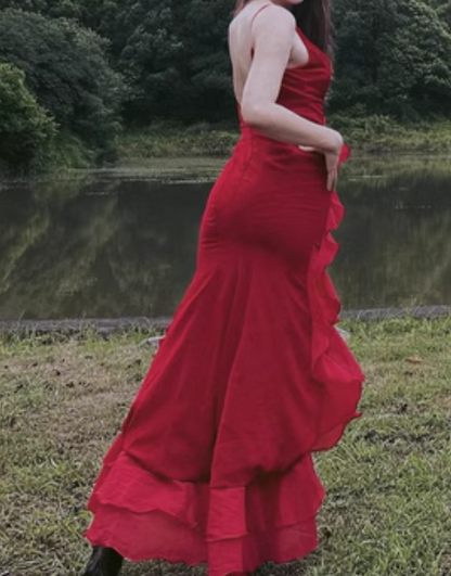 Black Satin long prom dress, black birthday dress ED01038