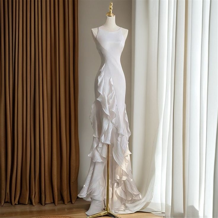 Black Satin long prom dress, black birthday dress ED01038