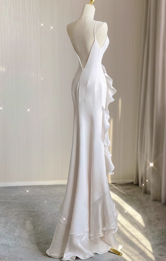 Black Satin long prom dress, black birthday dress ED01038