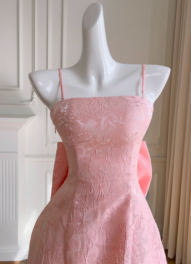 Pink Sweet Spaghetti Strap A-Line Short Prom Dress  ED01042