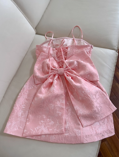 Pink Sweet Spaghetti Strap A-Line Short Prom Dress  ED01042