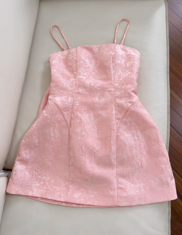 Pink Sweet Spaghetti Strap A-Line Short Prom Dress  ED01042