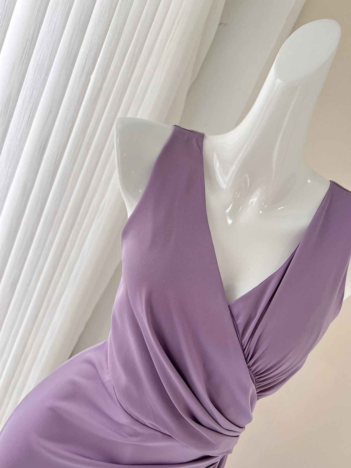 Purple Irregular patchwork pleated flowing dress  ED01044