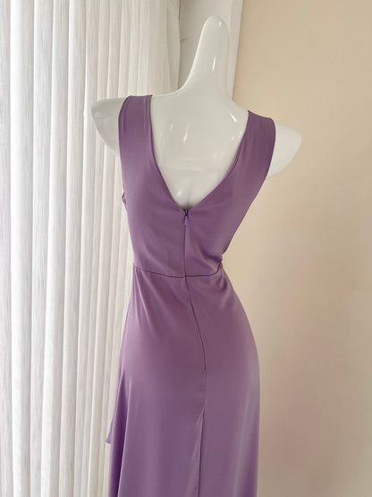 Purple Irregular patchwork pleated flowing dress  ED01044