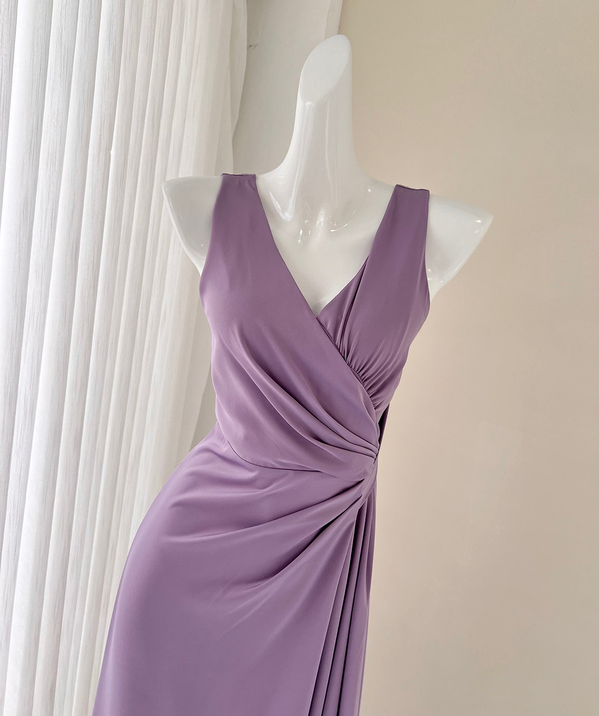 Purple Irregular patchwork pleated flowing dress  ED01044