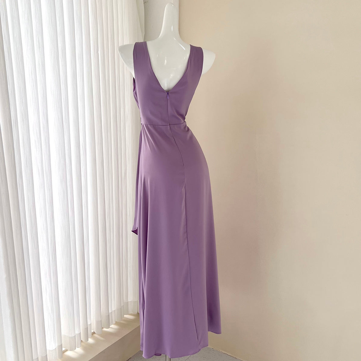 Purple Irregular patchwork pleated flowing dress  ED01044