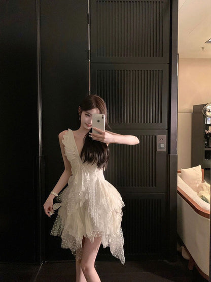 French retro lace dress birthday dress ED01053
