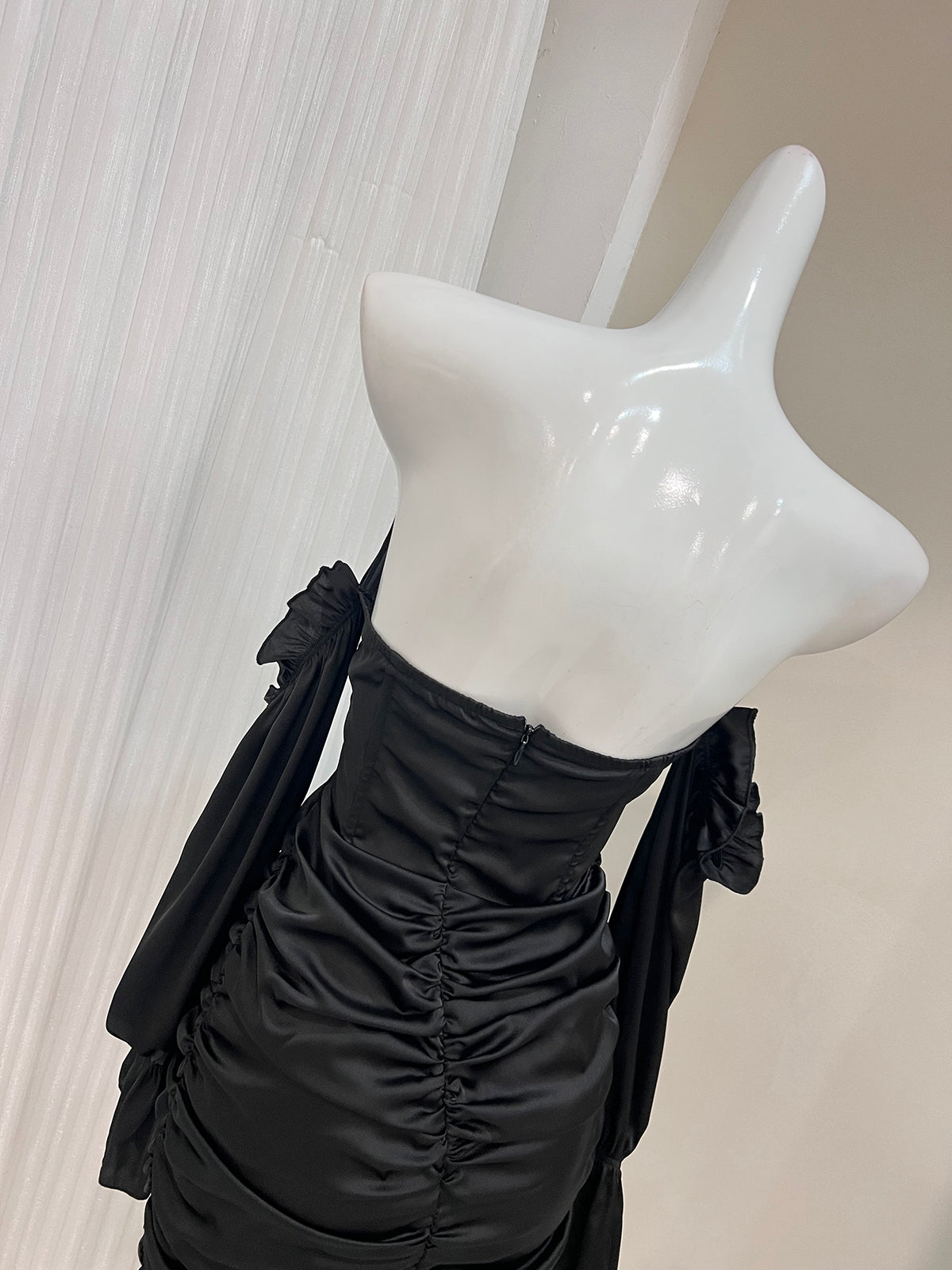 Black strapless long sleeve hip dress birthday party dress ED01076