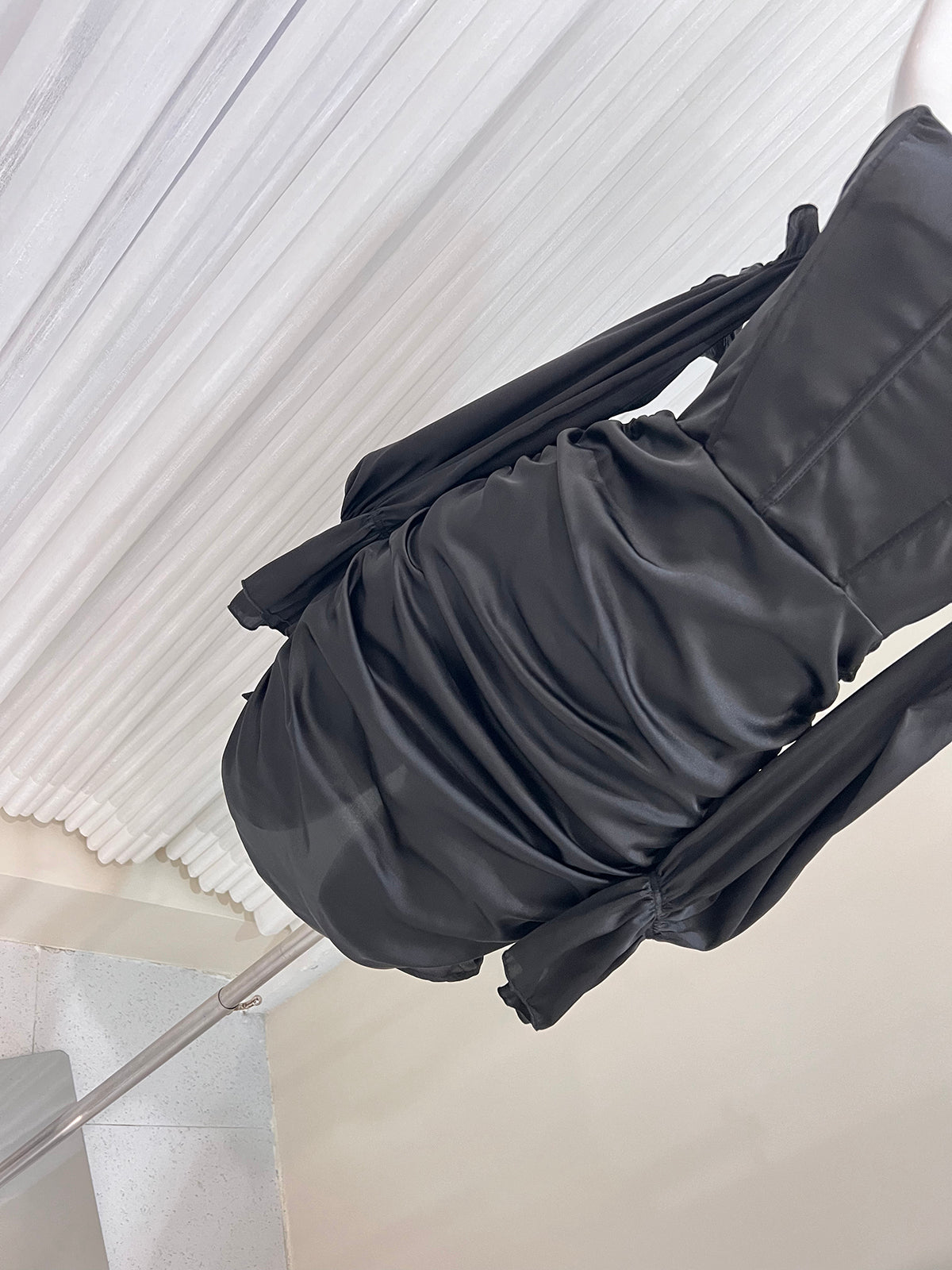 Black strapless long sleeve hip dress birthday party dress ED01076