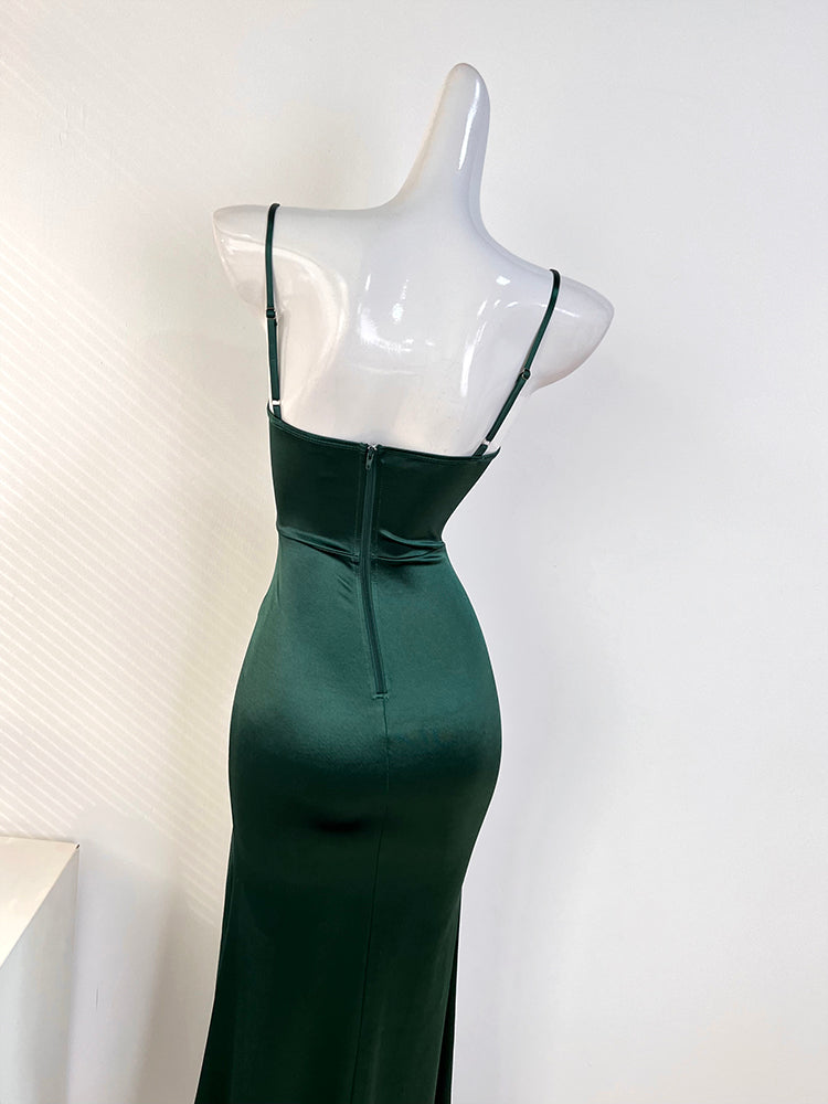 French style breast pad high slit suspender dress party dress ED01077