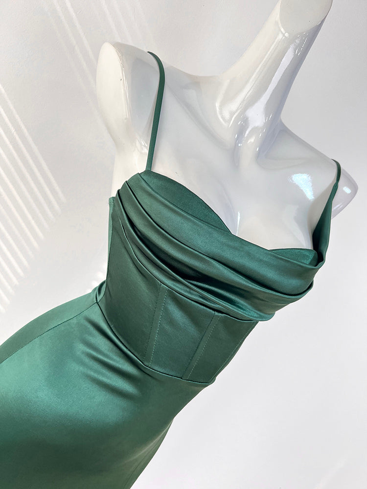 French style breast pad high slit suspender dress party dress ED01077