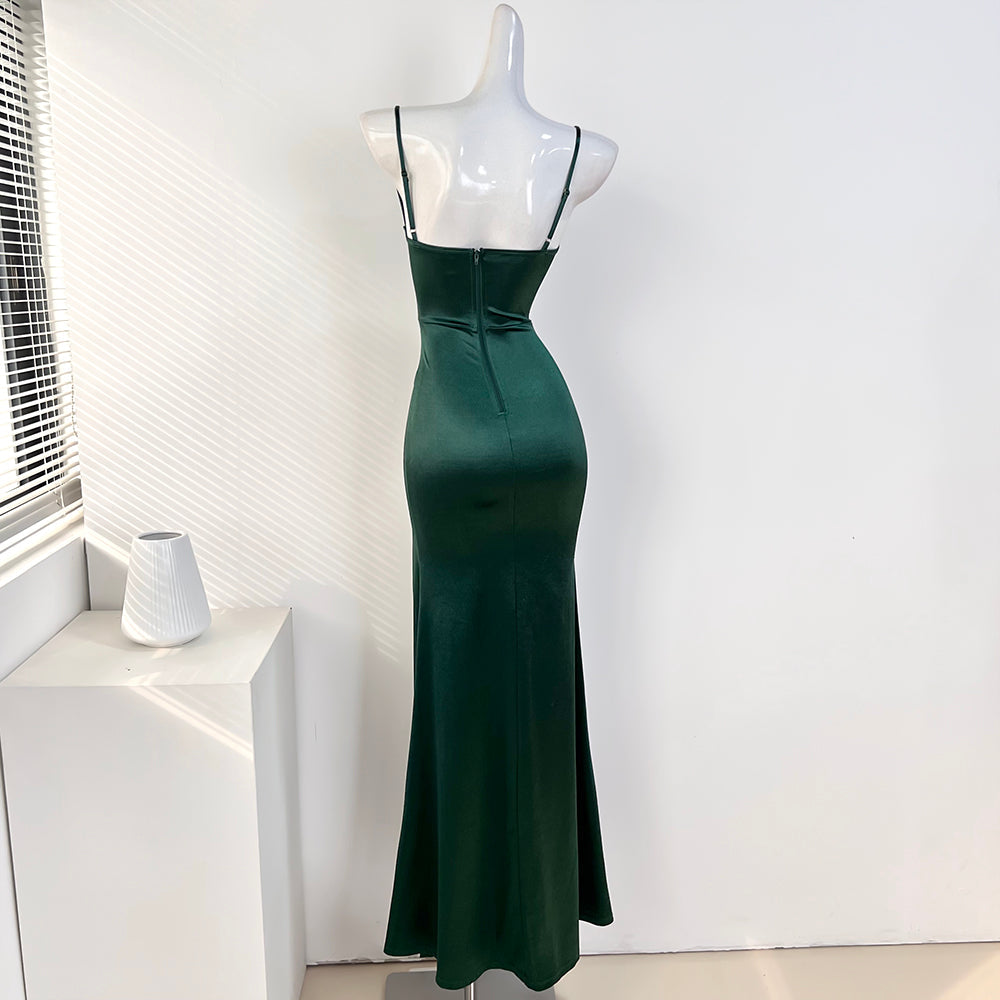 French style breast pad high slit suspender dress party dress ED01077