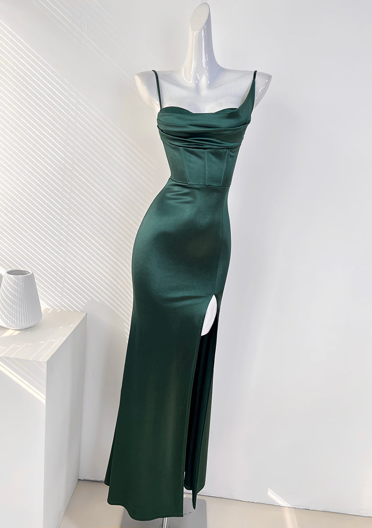 French style breast pad high slit suspender dress party dress ED01077