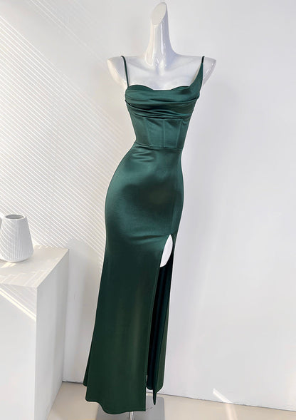 French style breast pad high slit suspender dress party dress ED01077