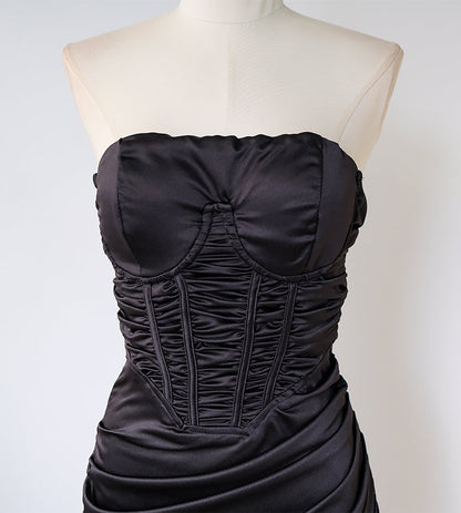 Strapless satin hip-hugging birthday dress ED01078