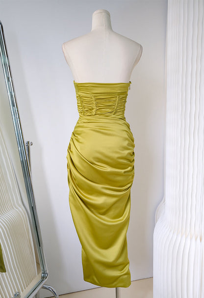 Strapless satin hip-hugging birthday dress ED01078