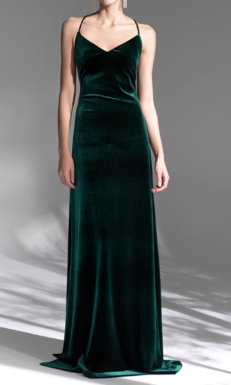 Emerald Vintage Velvet French Evening Dress ED01079
