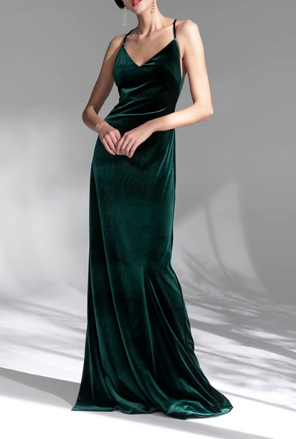 Emerald Vintage Velvet French Evening Dress ED01079