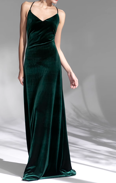 Emerald Vintage Velvet French Evening Dress ED01079