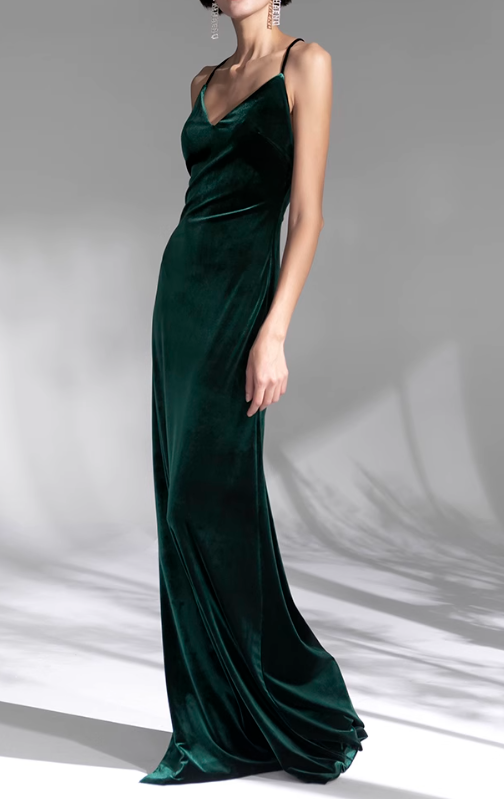 Emerald Vintage Velvet French Evening Dress ED01079