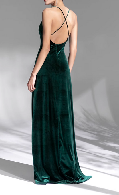 Emerald Vintage Velvet French Evening Dress ED01079