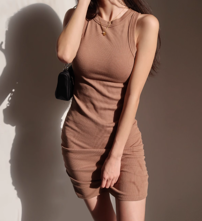 Solid Color Slim Fit Suspender Sleeveless Dress ED01084