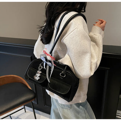 Popular all-match shoulder bag with pendant, large capacity commuter bag ED01092