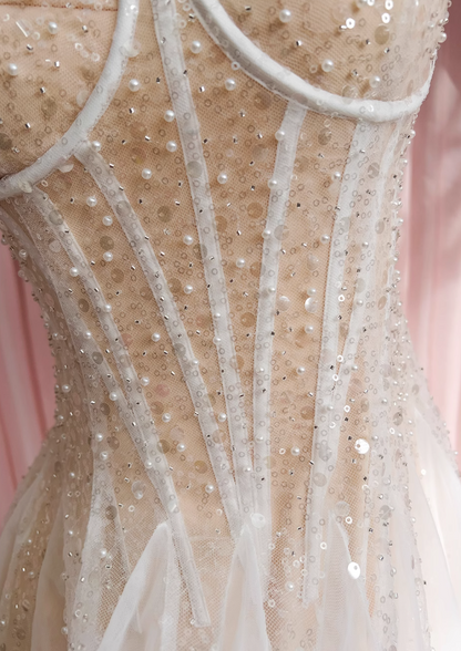 Champagne suspender dress tulle sequin party birthday dress ED01113