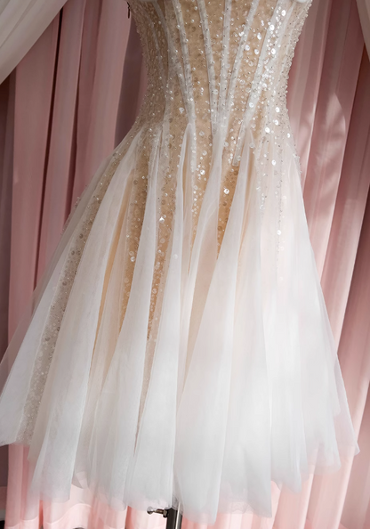 Champagne suspender dress tulle sequin party birthday dress ED01113