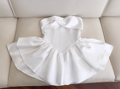 Fairytale White Strapless Short Prom Dress for Party&Birthday🤍Elegant Evening Dress ED01115