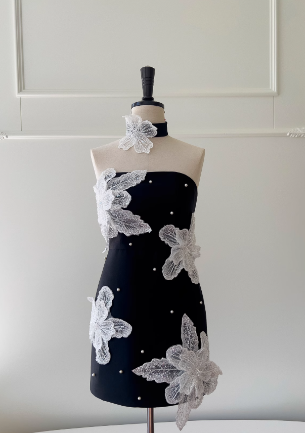 Strapless Black A-Line Short Prom Dress Homecoming Dress ED01117