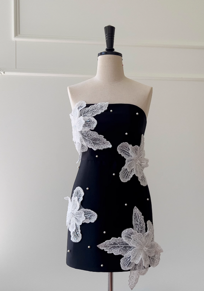 Strapless Black A-Line Short Prom Dress Homecoming Dress ED01117