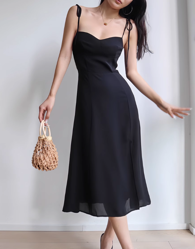 Black retro suspender tea dress ED01123