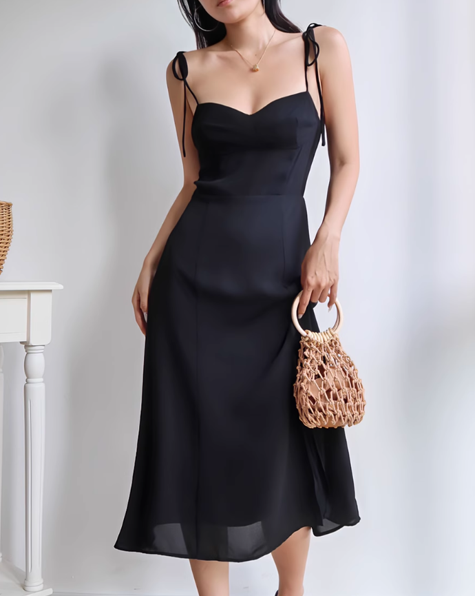 Black retro suspender tea dress ED01123