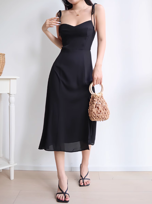 Black retro suspender tea dress ED01123