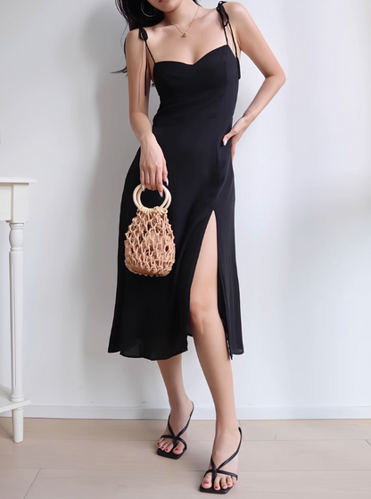 Black retro suspender tea dress ED01123