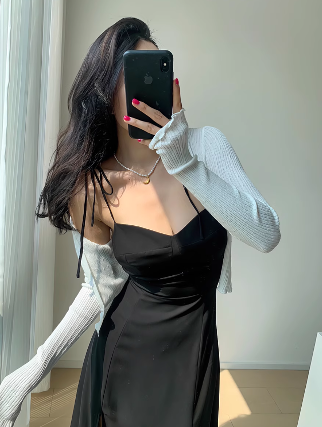 Black retro suspender tea dress ED01123